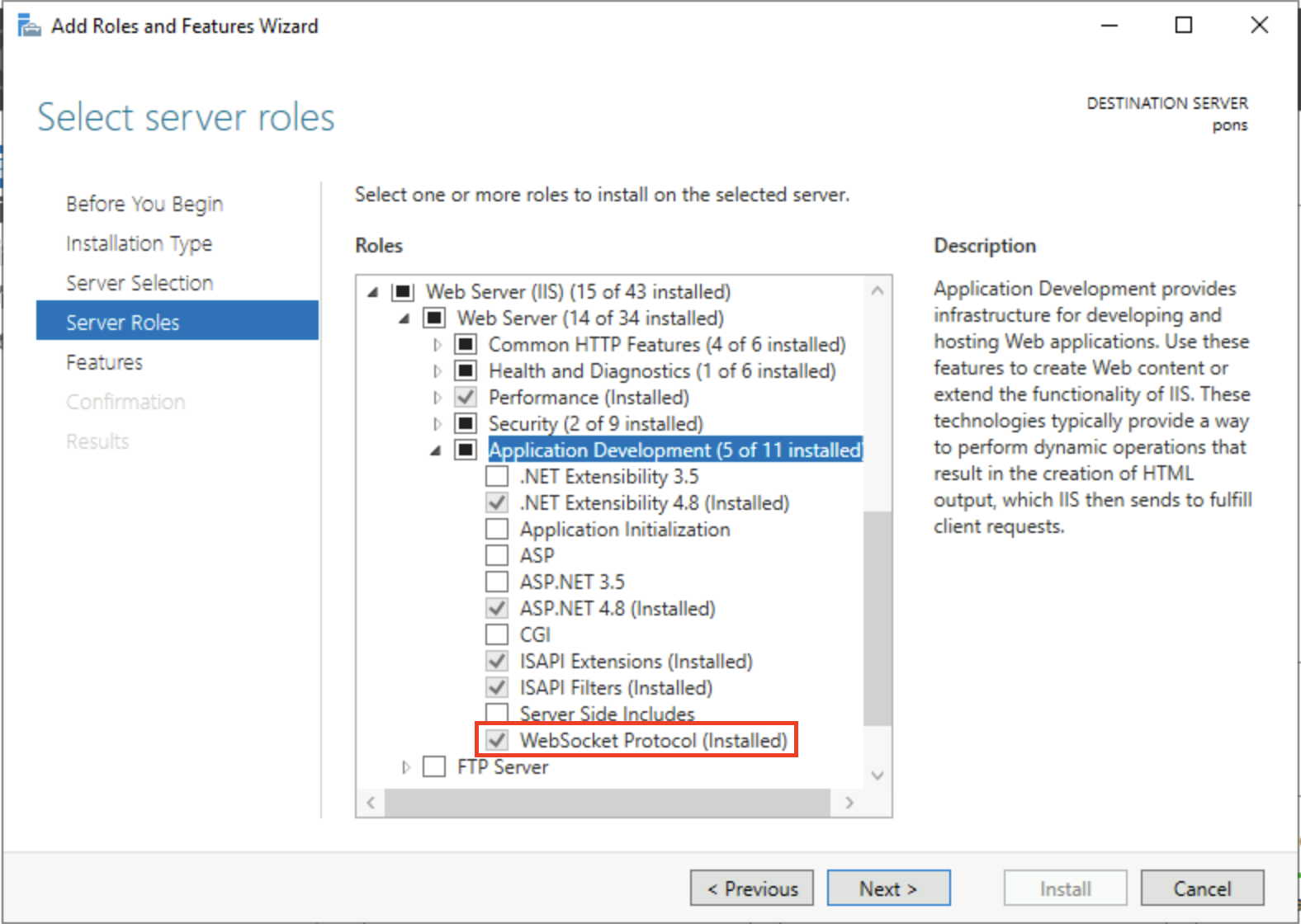 IIS WebSockets support